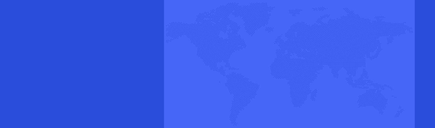 Dotted world map on a blue background — Astra Crew’s global maritime network